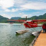 Cessna 206 docked at Redoubt Bay Lodge in Redoubt Bay Alaska